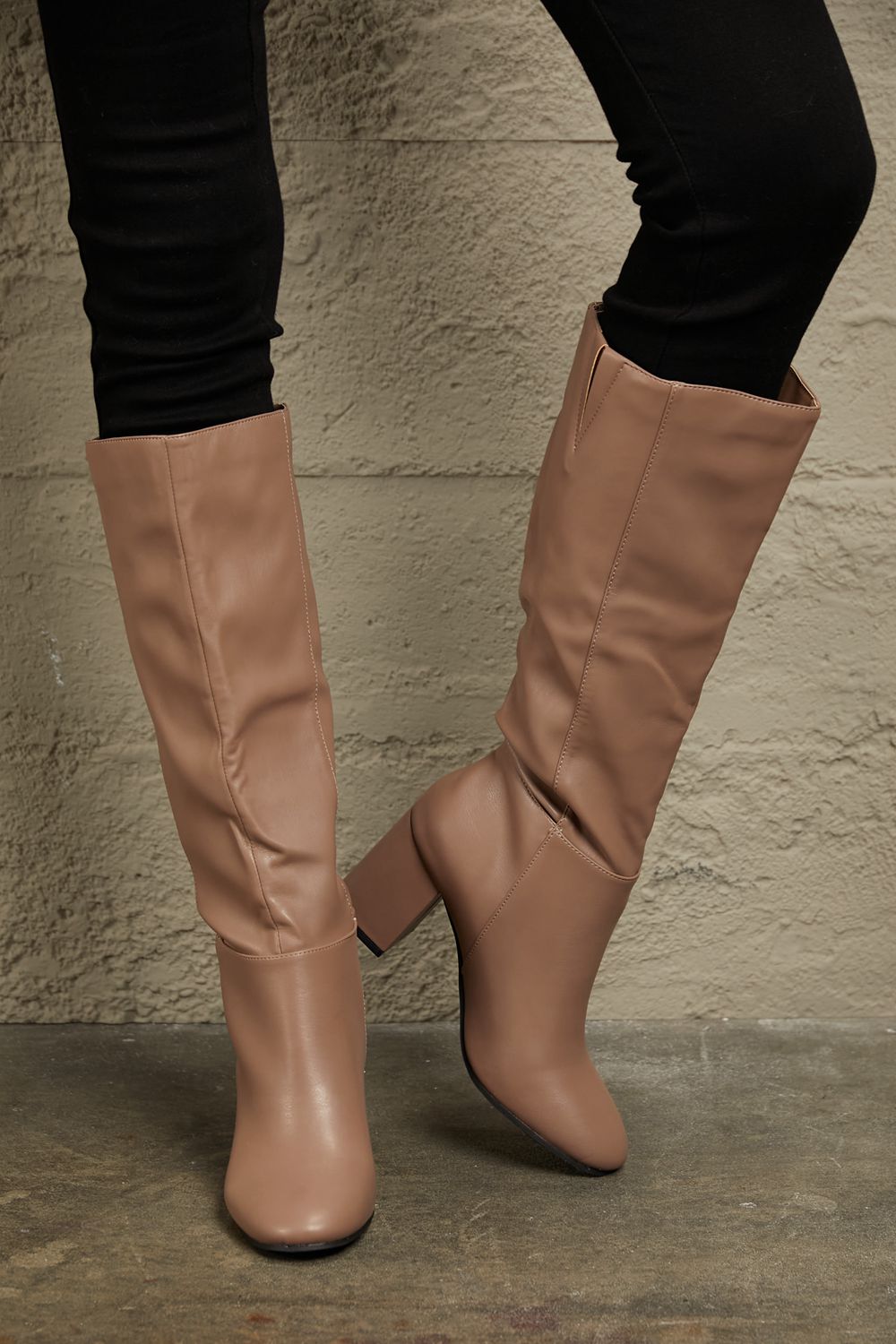 East Lion Block Heel Knee High Boots