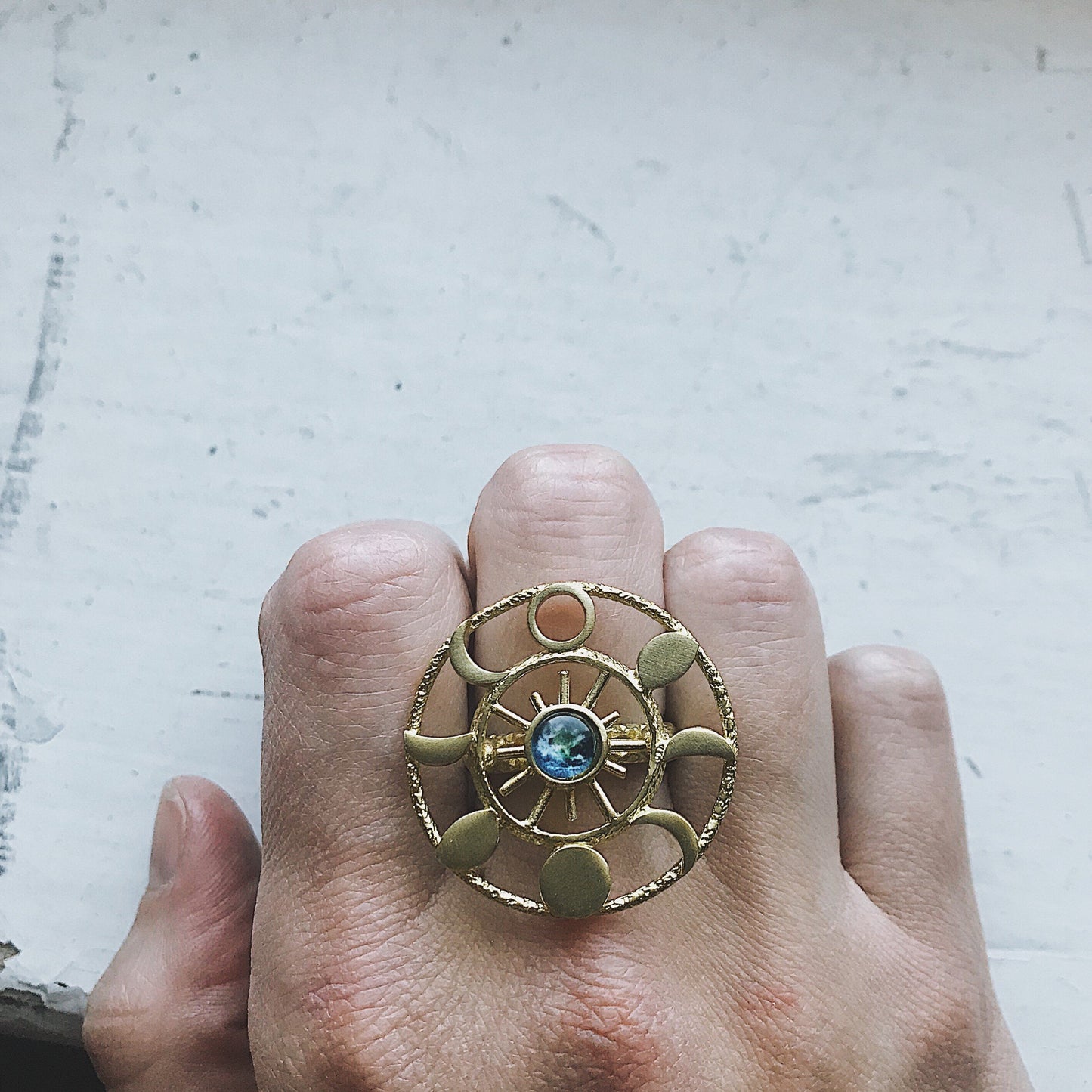 Large Moon Phase Statement Ring