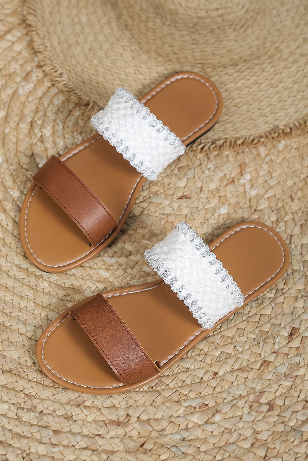 Faux Leather Woven Strap Sandals