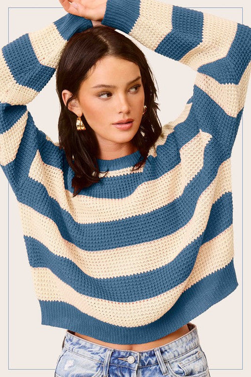 Round Neck Striped Sweater