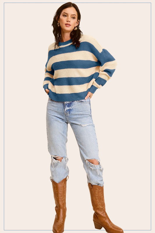 Round Neck Striped Sweater