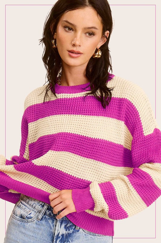 Round Neck Striped Sweater