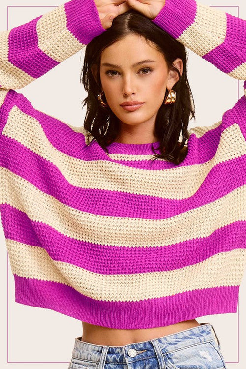 Round Neck Striped Sweater