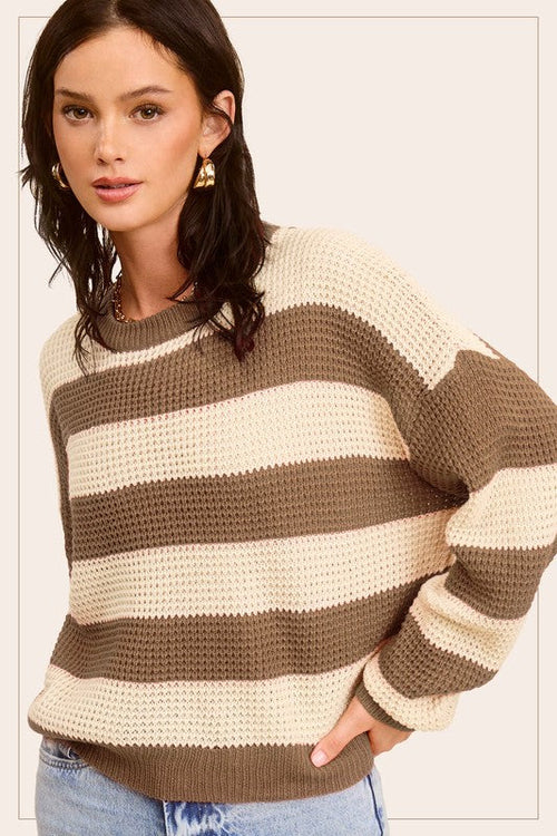 Round Neck Striped Sweater