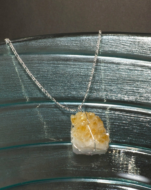 Druse Crystal Pendant on Silver Chain