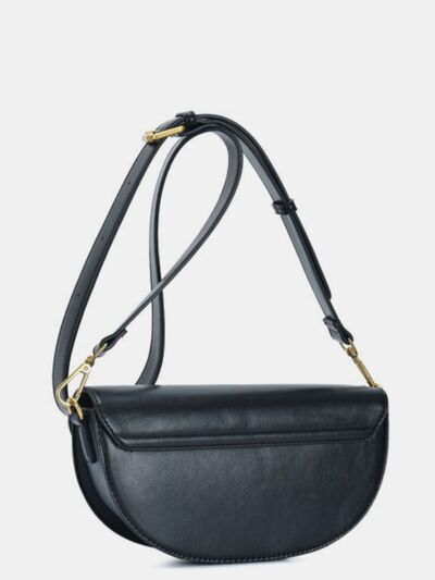 Buckle Closure Crescent Faux Leather Crossbody Bag