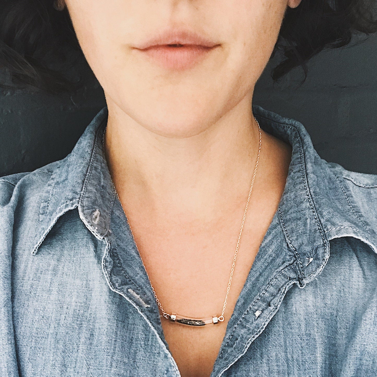 Stardust Vial Specimen Necklace with Meteorite