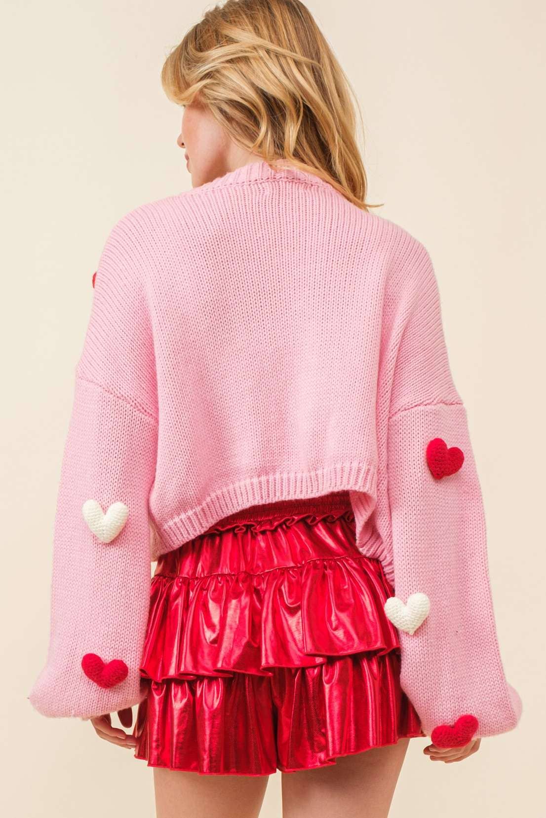 Women's Heart-Cropped Knit Cardigan