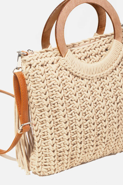 Crochet Knit Convertible Tote Bag