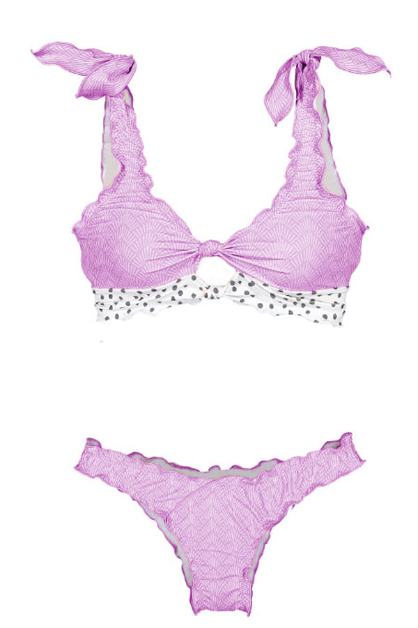 Pink Print Knot Keyhole Bikini