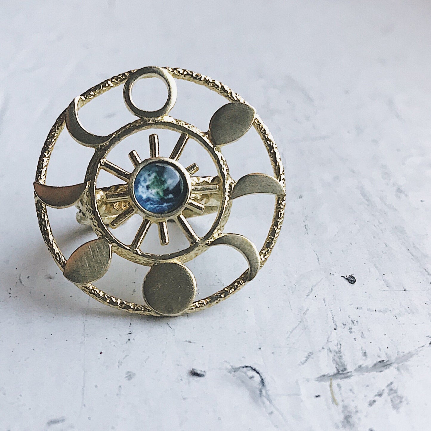 Large Moon Phase Statement Ring