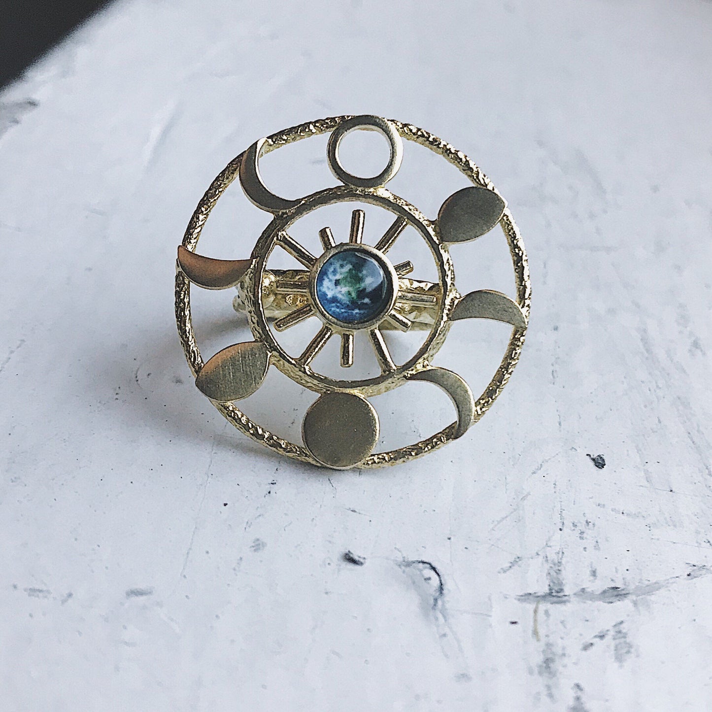 Large Moon Phase Statement Ring