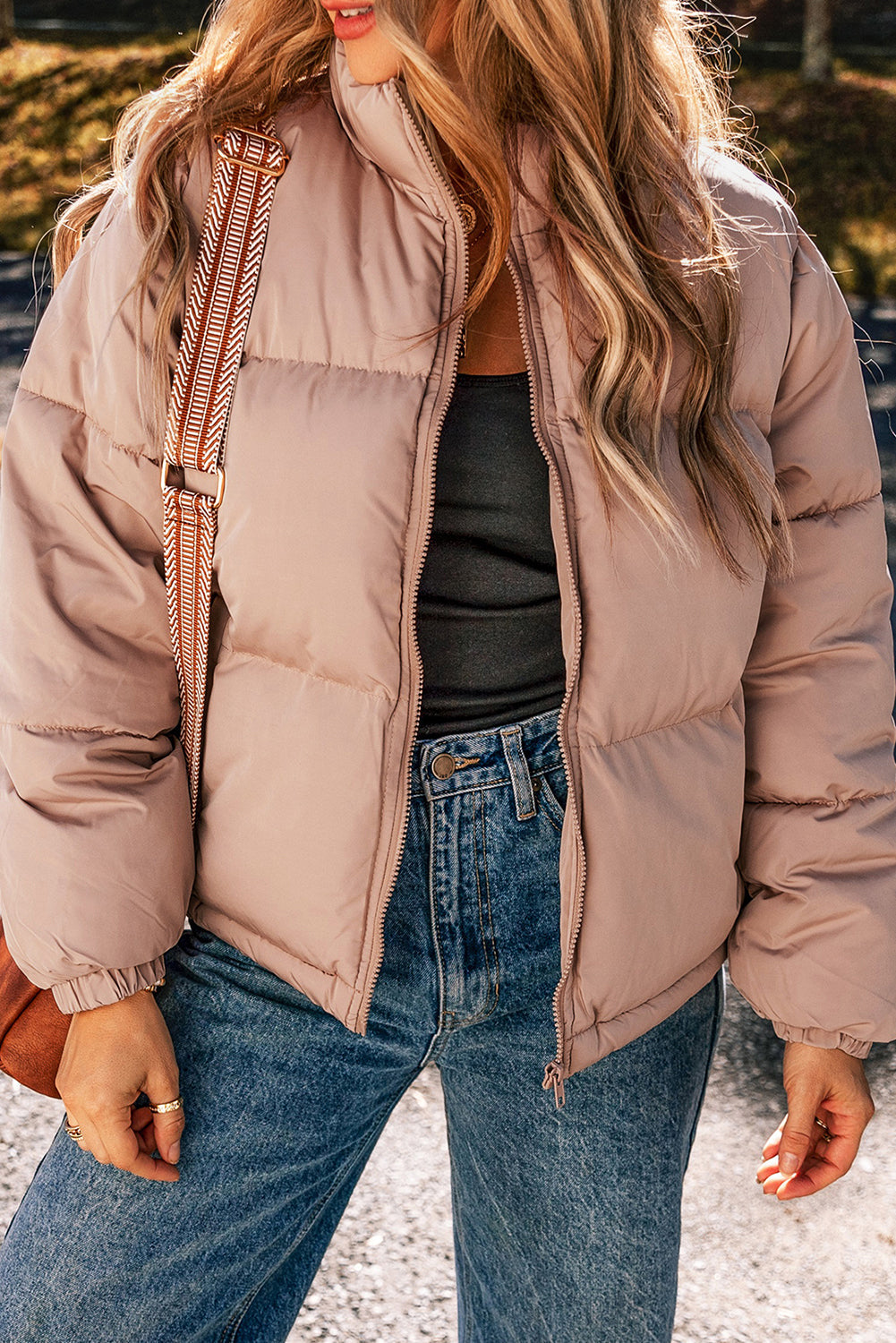 Apricot Pink Puffer Jacket