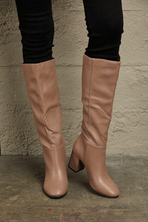 East Lion Block Heel Knee High Boots