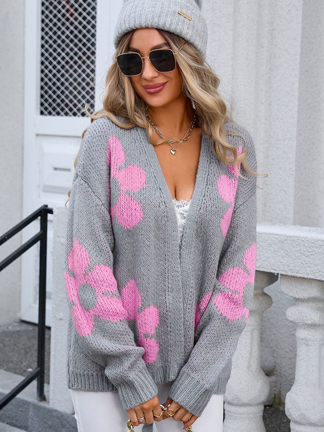 Daisy Open Front Long Sleeve Cardigan