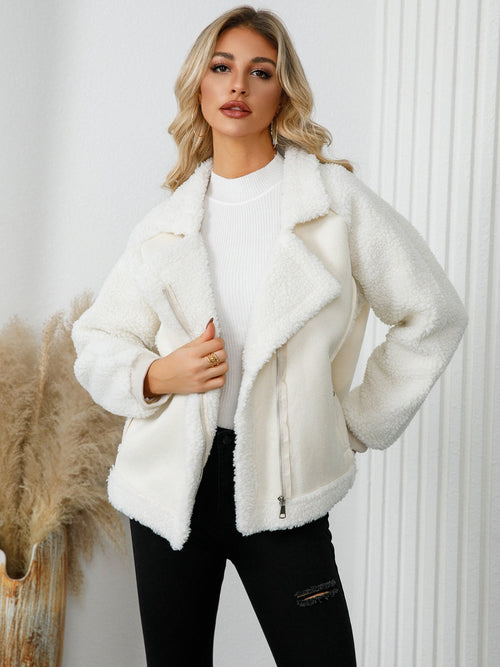 Sherpa Zip Up Long Sleeve Jacket