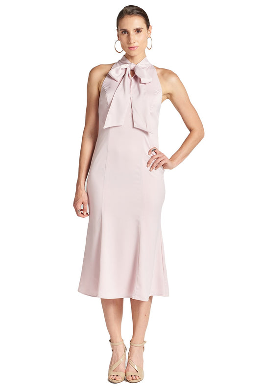 Eloise Satin Tie Neck Midi Dress