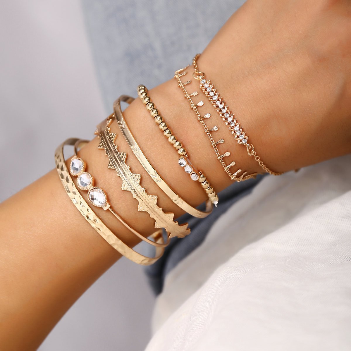 7 Piece Geometric Bangle Set