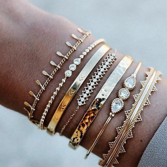 7 Piece Geometric Bangle Set