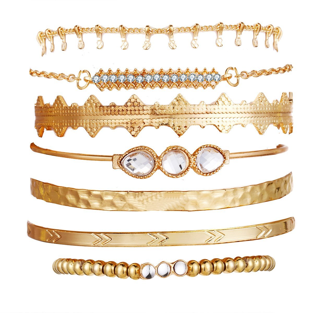 7 Piece Geometric Bangle Set