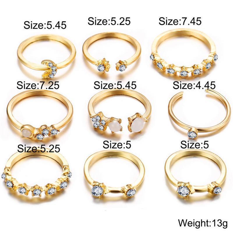 9 Piece Celestial Ring Set