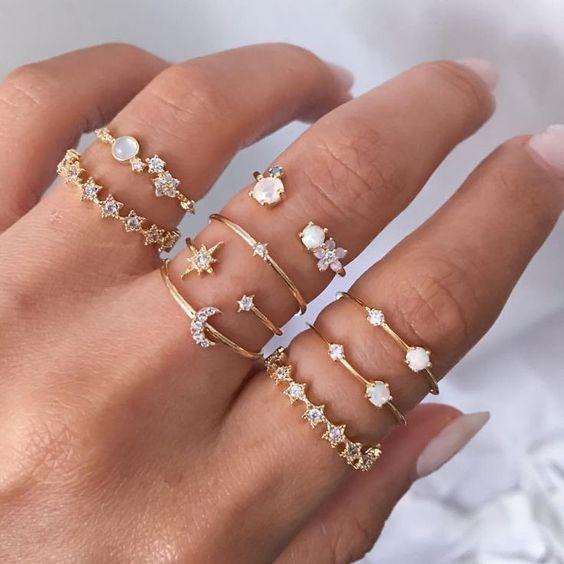 9 Piece Celestial Ring Set