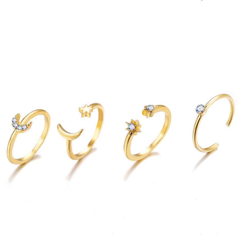 7 Piece Moon & Stars Ring Set