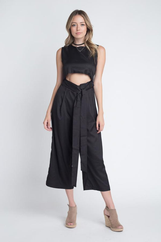 Women's Sleeveless Tie Jumpsuit