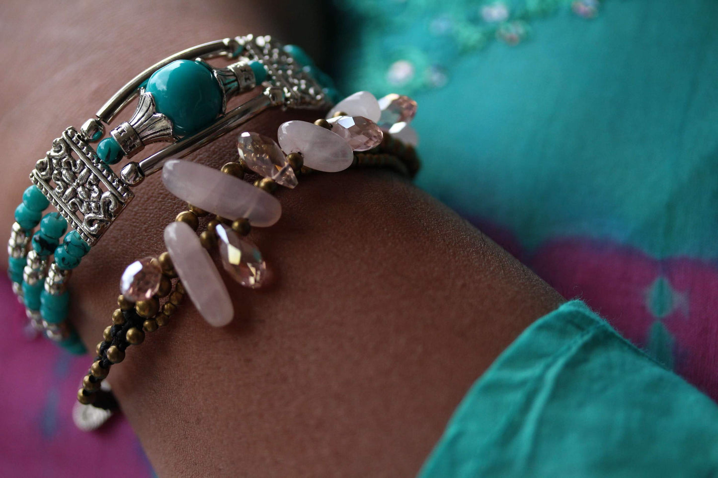 Rose Quartz Boho Bracelet