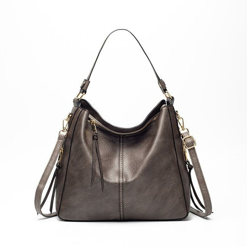 Vegan Leather Hobo Handbag with Detachable Straps