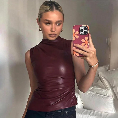 Women's Faux Leather Top