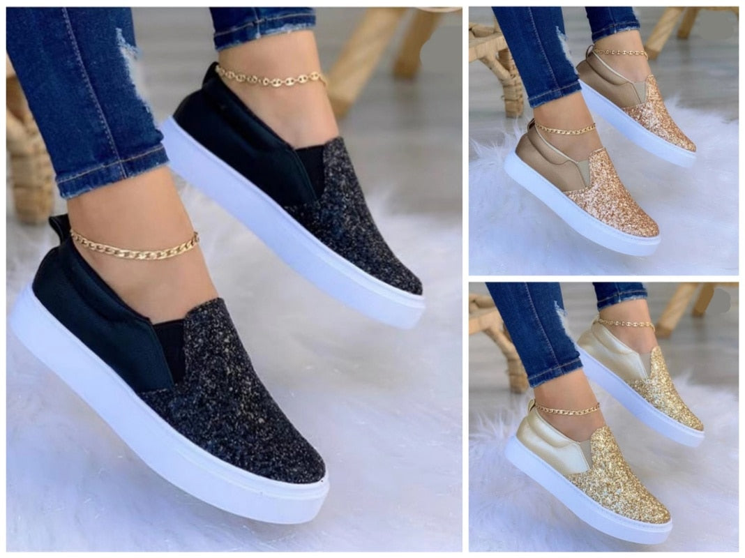 Women's Glitter Slip-on Loafers