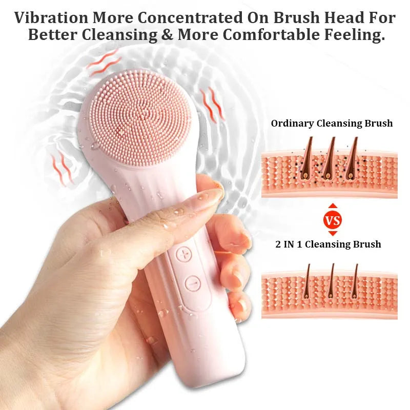 Portable Mini Electric Heated Silicone Facial Cleansing Brush