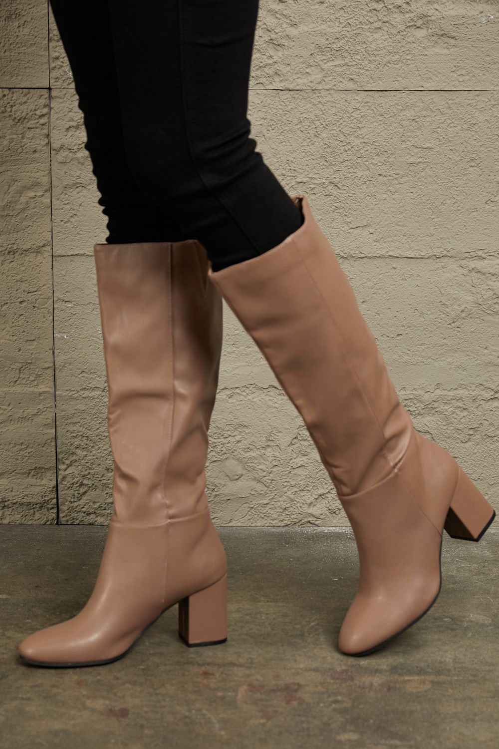 East Lion Block Heel Knee High Boots