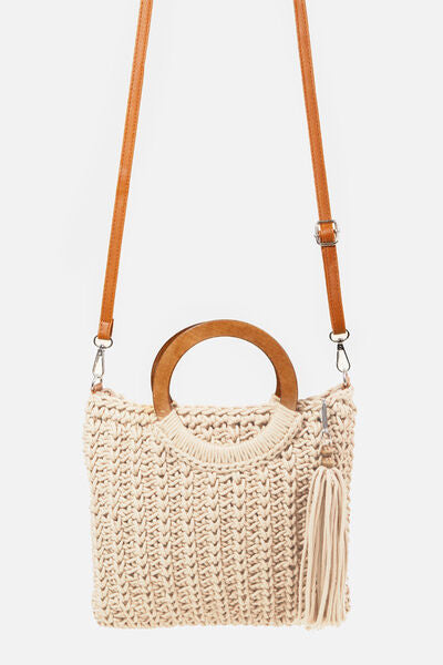 Crochet Knit Convertible Tote Bag