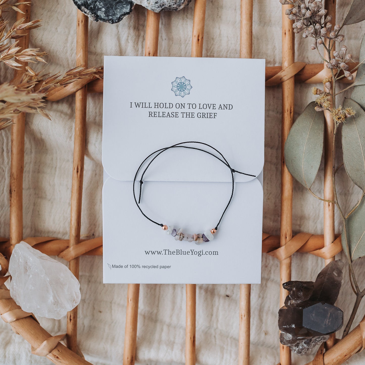 Grief Healing Crystal Bracelet with Affirmation