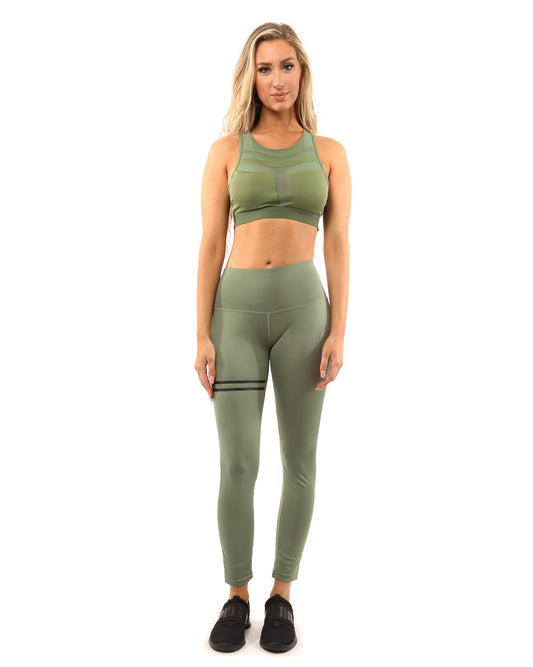 Olive Green Huntington Leggings & Sports Bra Set