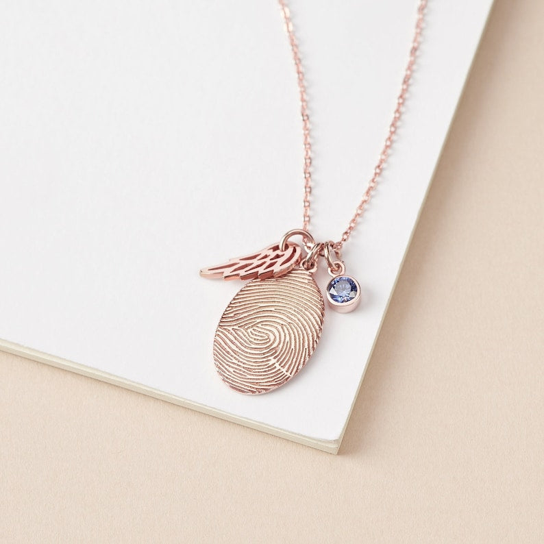 Fingerprint Necklace With Birthstone