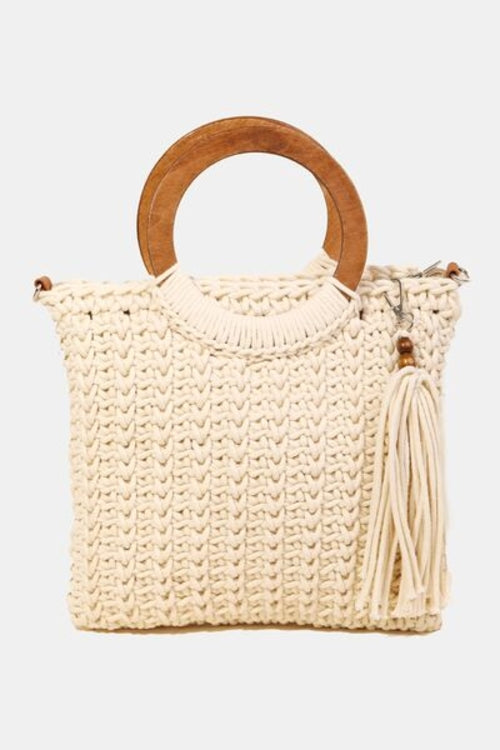 Crochet Knit Convertible Tote Bag