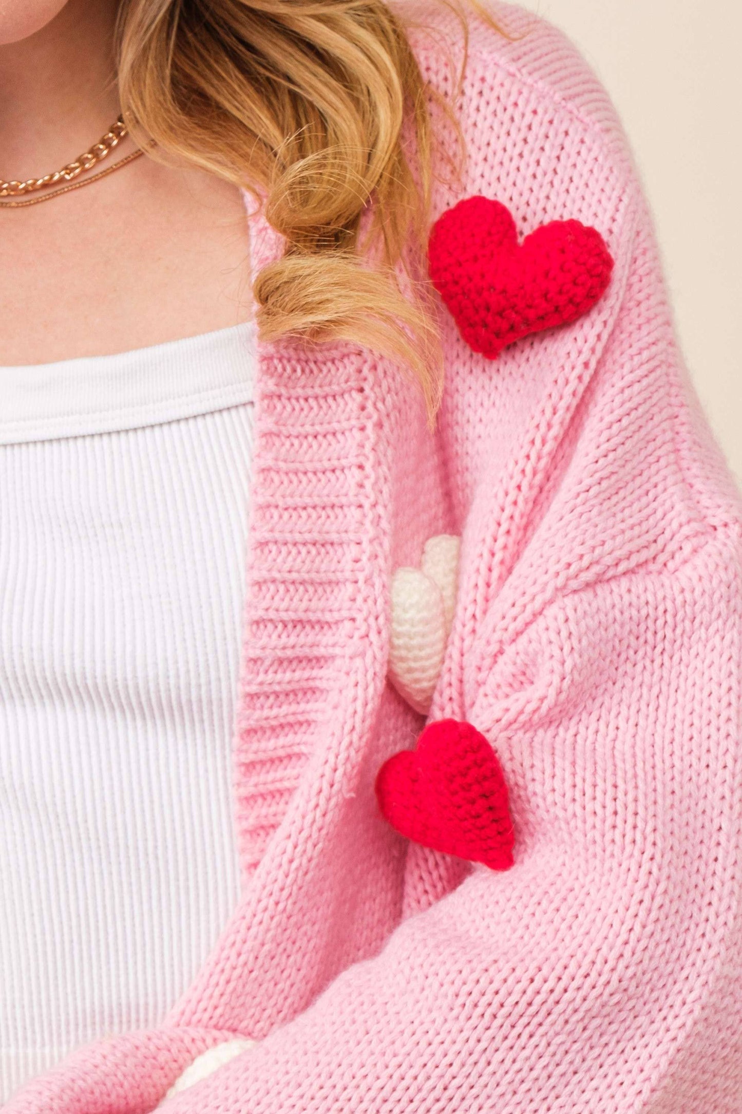 Women's Heart-Cropped Knit Cardigan