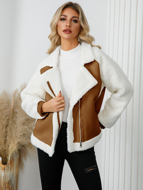 Sherpa Zip Up Long Sleeve Jacket