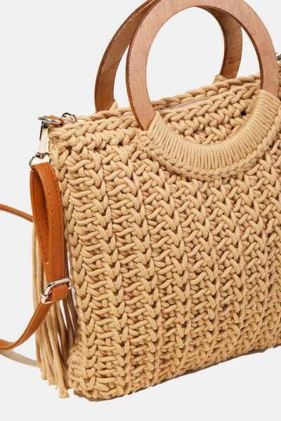 Crochet Knit Convertible Tote Bag