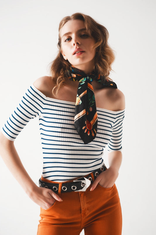 Off-the-Shoulder Striped Bardot Top